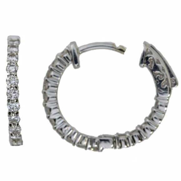 14Kt Gold 1 Ct Lab Grown Huggie Hoop Diamond Earrings - Picture 1 of 4